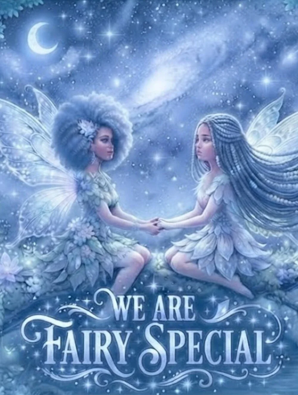 8.5x11 Cardstock We Are Fairy Special Blue Glitter Fairy Wall Art Print